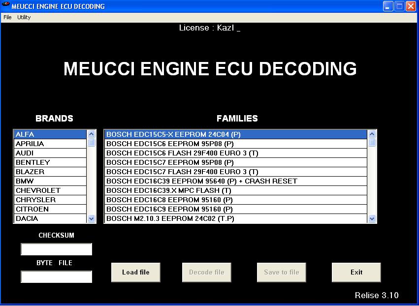    MEUCCI ENGINE ECU DECODING